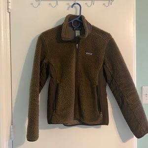 Patagonia Fleece Women’s Jacket - Brown with quilted detail